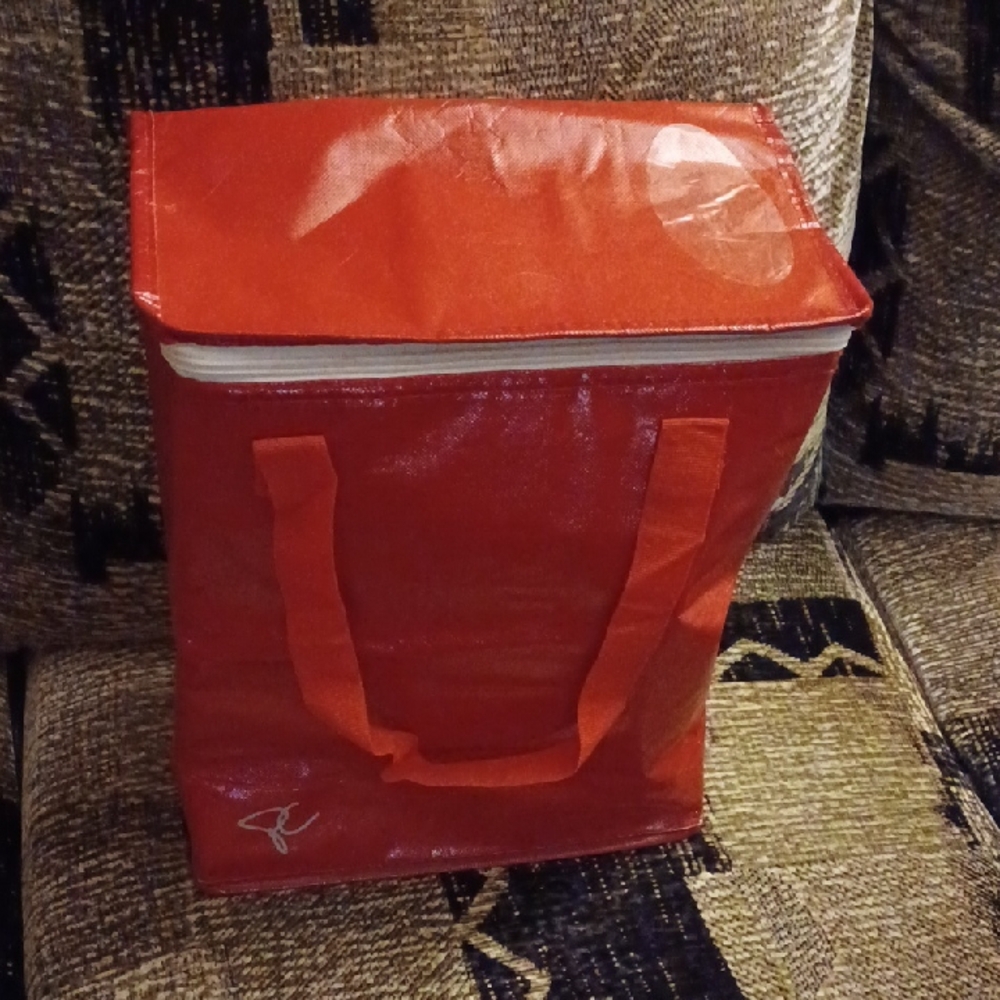4/$40 Red Insulated Cooler Grocery Tote Bag with Zipper & Double Handle